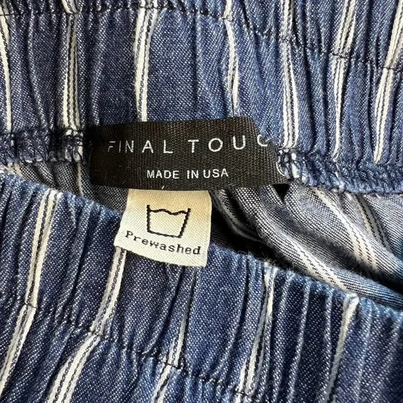 Final Touch Wide Leg Blue Striped Palazzo Pants Size Small - Picture 13 of 14